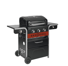 Grătar pe gaz cu funcție de cărbune, rafturi și roți