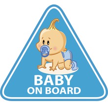 Autocolant cu inscripția Baby on Board în formă triunghiulară