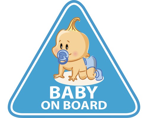 Autocolant cu inscripția Baby on Board în formă triunghiulară