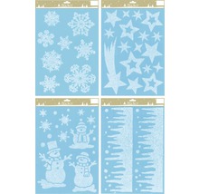 Diverse coli de autocolante cu motive de iarnă, cum ar fi fulgi de zăpadă, stele și oameni de zăpadă