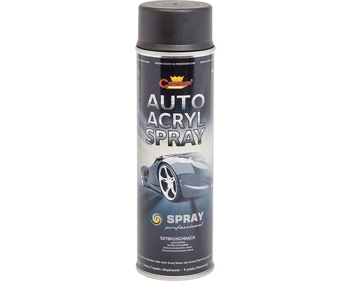 Lac acrilic spray Champion AutoAcryl negru grafit 500 ml Spray acrilic pentru vopsea auto