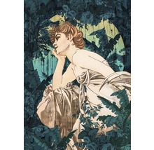 Ilustrație cu o femeie pe un fundal floral