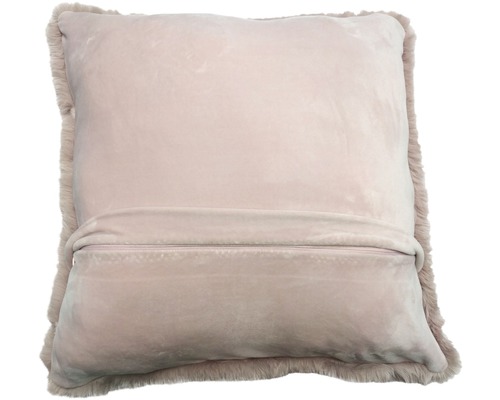 Pernă decorativă cu margine de blană și fermoar