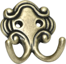 Cârlig dublu decorativ de perete din metal pentru montare pe perete