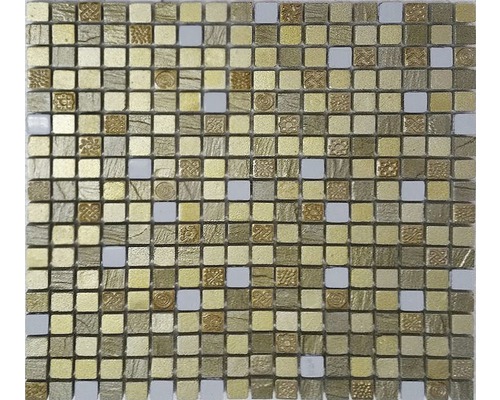 Mozaic sticlă MPX 1513 mix galben 30x30 cm Placă de mozaic pătrată cu diferite modele și texturi
