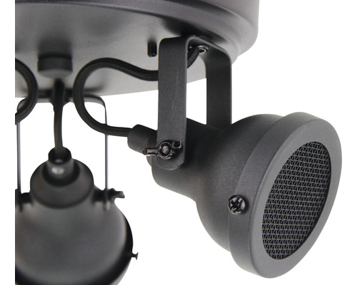 Lumină de plafon neagră cu mai multe spoturi