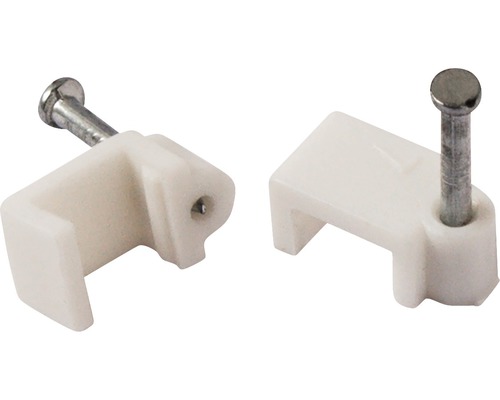 Cleme clips fixare cablu Strohm 4-7 mm, cu cui, 50 bucăți, culoare albă, pentru cablu plat