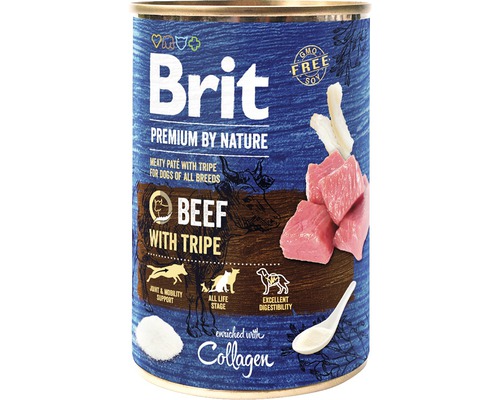 Hrană umedă pentru câini Brit Premium by Nature All Breeds cu vită și burtă 400 g