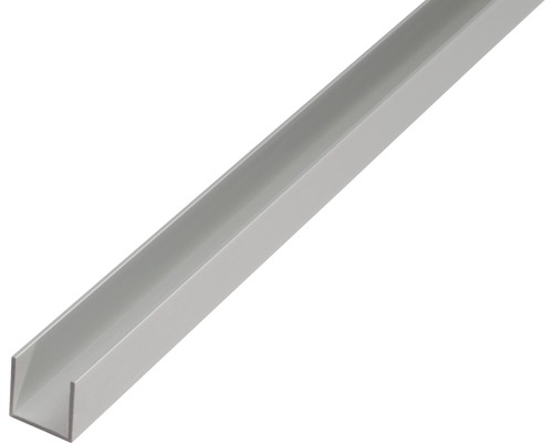Profil aluminiu tip U Alberts 12x8,6x12x1,3 mm, lungime 1m, argintiu, eloxat