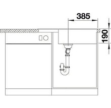 Desen al unei chiuvete cu dimensiunile de 385 pe 190 milimetri.