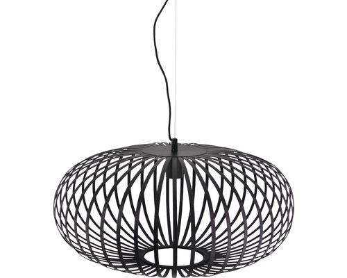 Lumină suspendată decorativă cu o abat-jour ovală deschisă, realizată din benzi metalice