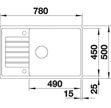 Desen tehnic al unei chiuvete cu dimensiuni
