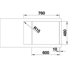 Desen tehnic al unei chiuvete cu dimensiunile 760 x 480 milimetri