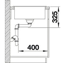 Desen tehnic al unei chiuvete cu dimensiunile 400 și 325.