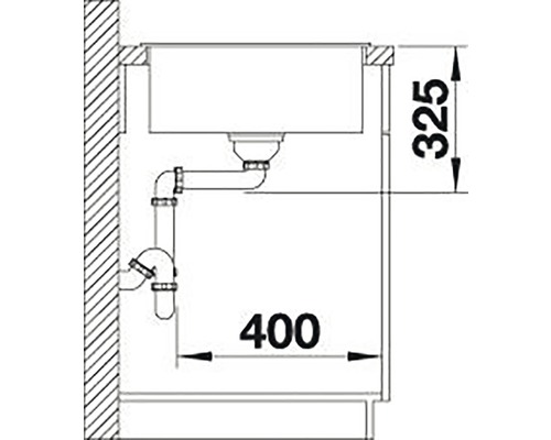 Desen tehnic al unei chiuvete cu dimensiunile 400 și 325.
