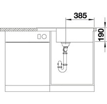 Desen tehnic al unei chiuvete cu dimensiunile 385 și 190.