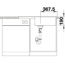 Desen tehnic cu dimensiunile unei chiuvete