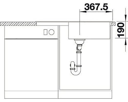 Desen tehnic cu dimensiunile unei chiuvete