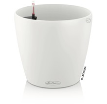 Ghiveci alb cu indicator de nivel al apei și logo Lechuza