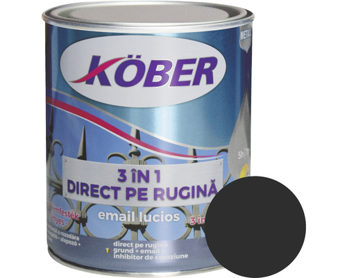 Email lucios anticoroziv Köber 3 în 1 Direct pe rugină negru 0,75 l