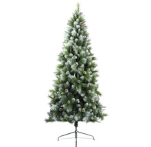 Brad artificial de Crăciun cu zăpadă și conuri