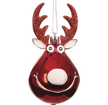 Ornament decorativ roșu de Crăciun pentru pom, ren cu coarne