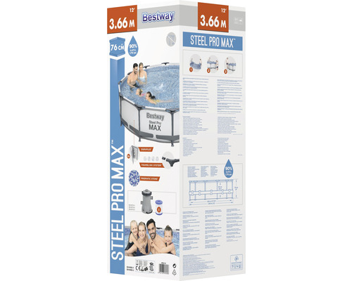 Ambalajul unei piscine Bestway Steel Pro Max cu un diametru de 3,66 metri