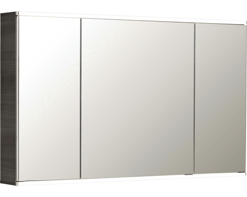 Dulap baie cu oglindă pelipal Sunline 120x73 cm PAL grafit 3 uşi cu iluminare Dulap cu oglindă cu trei uși pentru baie