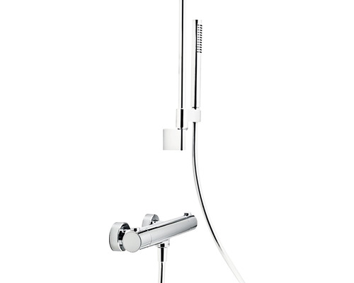 Baterie de duș aparentă cu duș de mână și bară de duș