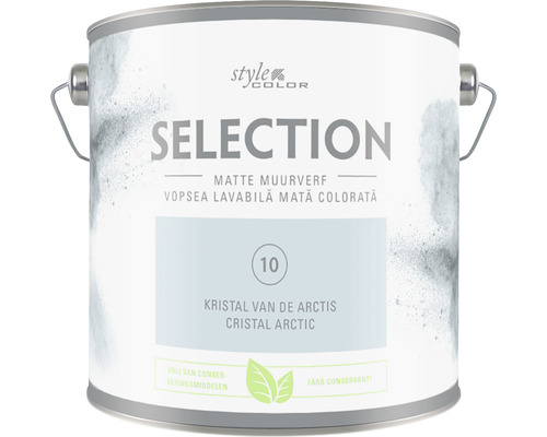 Vopsea mată premium fără conservanți StyleColor SELECTION nuanța 10 Cristal arctic 2,5 l