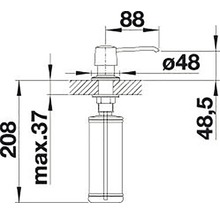 Desen tehnic al unui dozator de săpun cu dimensiuni
