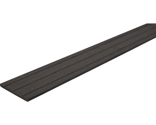 Plintă pentru terasă WPC antracit 5x60x2400 mm Profil pentru muchii de scară din cauciuc cu caneluri