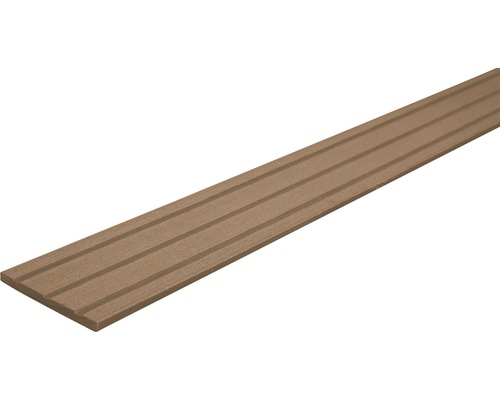 Plintă pentru terasă WPC maro deschis 5x60x2400 mm Dulap de terasă din plastic cu suprafață canelată