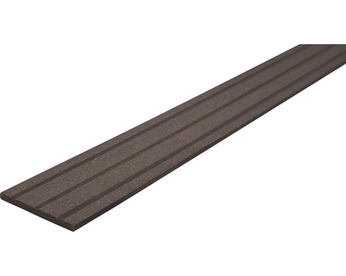 Plintă pentru terasă WPC maro închis 5x60x2400 mm Profil pentru margine de treaptă cu caneluri