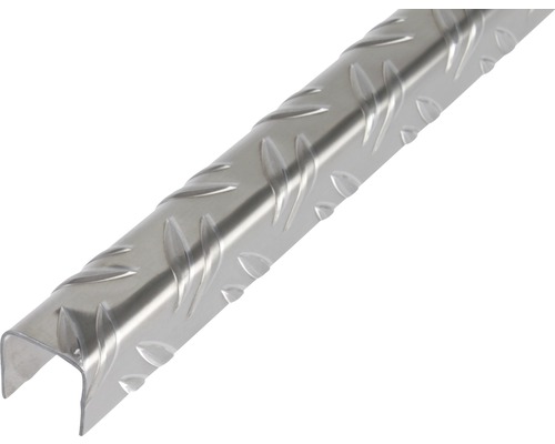 Profil aluminiu tip U Alberts 23,5x23,5x23,5x1,5 mm, striat, lungime 1m, argintiu