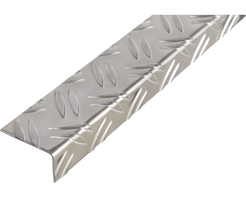 Cornier aluminiu Alberts 65,6x35,5x1,5 mm, striat, lungime 1m Profil de protecție muchii din aluminiu cu model de tablă striată
