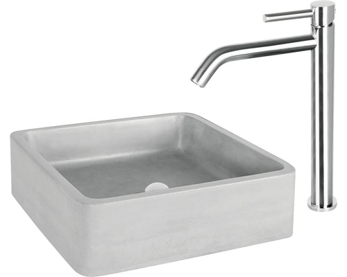 Lavabo de blat din beton cu baterie