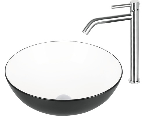 Chiuvetă cu lavoar aplicat și baterie