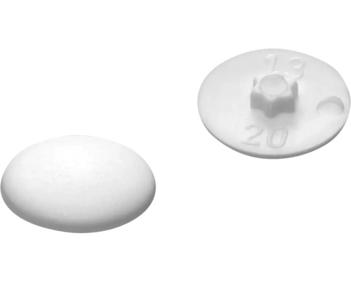 Căpăcele mascare șuruburi cap Torx Dresselhaus T20 culoare albă Două capace de acoperire albe din plastic cu indicații de dimensiune