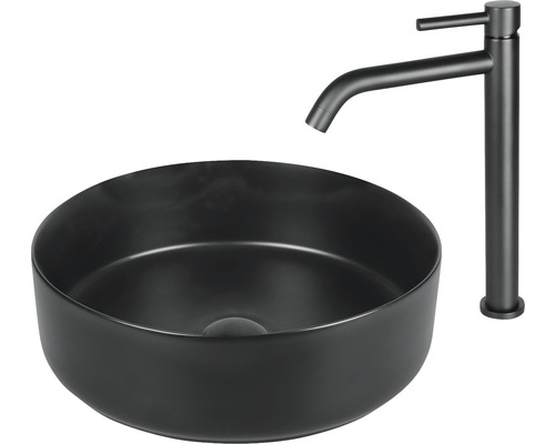 Lavoar ceramic rotund, de blat, cu baterie