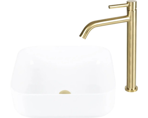 Lavoar ceramic cu montaj pe blat cu robinet