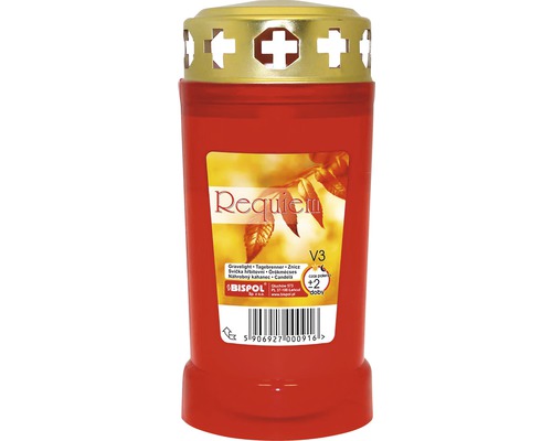 Candelă Bispol cu capac V3, roșie, durata de ardere 45 h-0