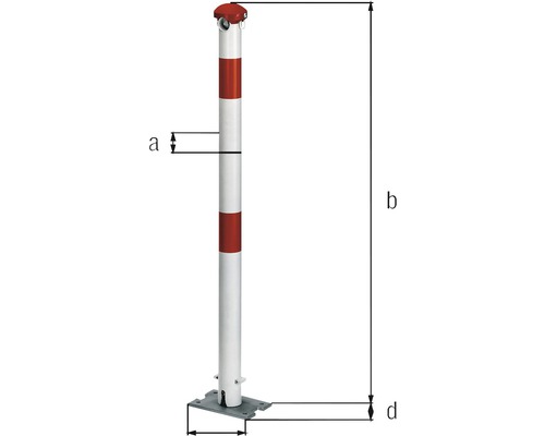 Dimensiunile unui stâlp de siguranță roșu și alb