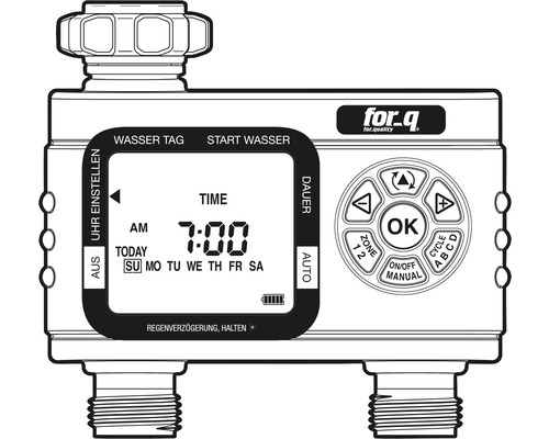 Computer de udare For-q pentru irigarea grădinii cu afișaj digital al orei