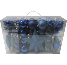 Set de decorațiuni pentru bradul de Crăciun cu globuri, vârf de stea și conuri de brad în ambalaj transparent