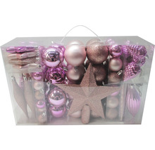 Set decorațiuni pentru pomul de Crăciun cu globuri, stele și picături