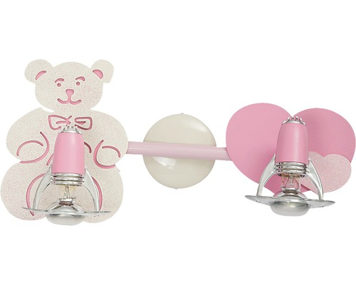 Aplică Honey E14 R50 max. 2x40W, alb/roz, pentru camera copiilor