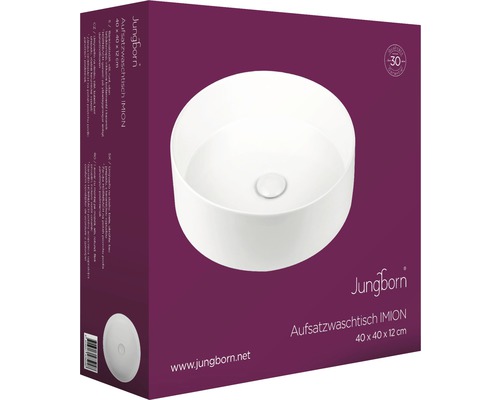 Lavoar blat Jungborn IMION 40 x 40 x 12 cm în ambalajul produsului