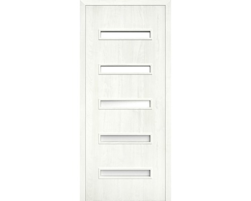 Foaie de ușă Classen Century 7 frasin norvegian 203,5x74,4 cm dreapta Ușă de interior albă cu cinci inserții orizontale de sticlă.