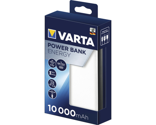 Baterie externă Varta de 10000 mAh în ambalaj